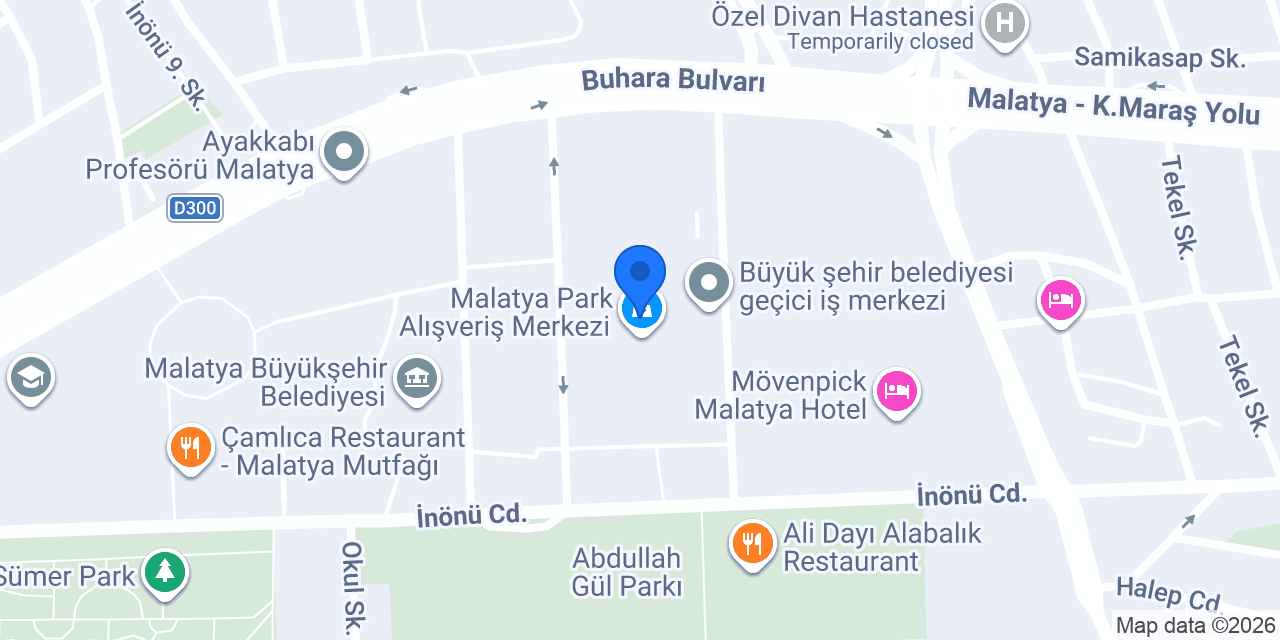 Hatemoğlu Malatya Park AVM konumu