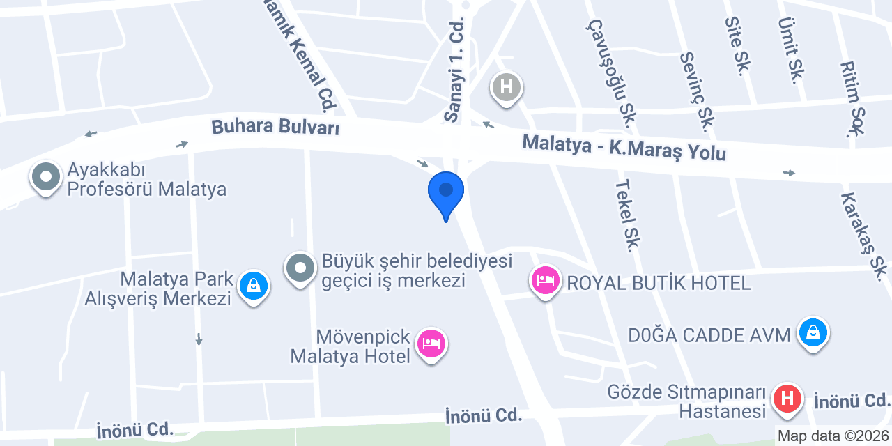 Malatya Vetspark Veteriner Kliniği konumu