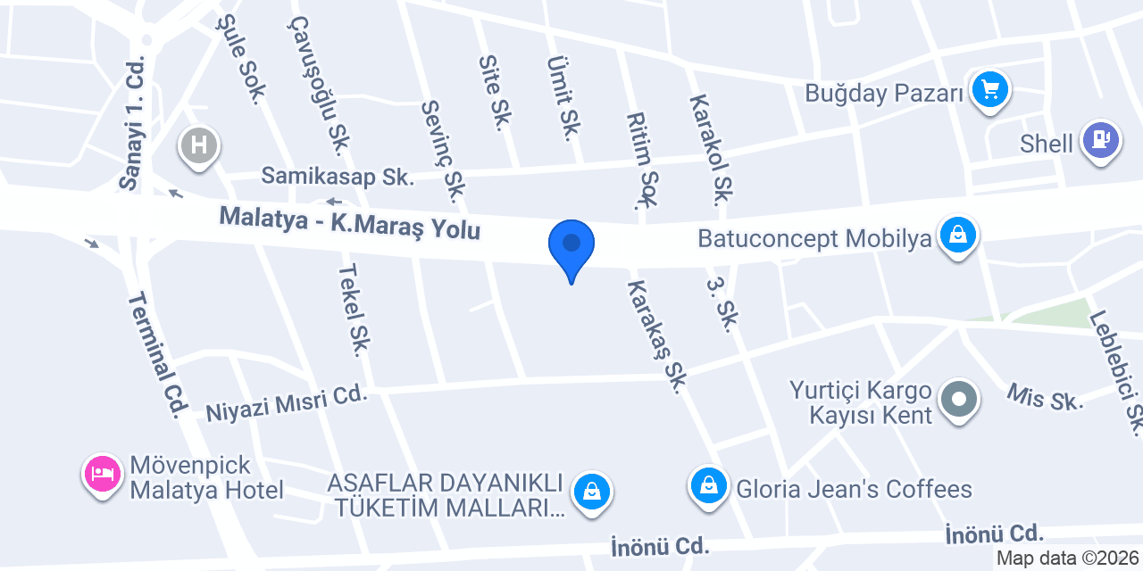 Malatya kuru TEMİZLEME konumu