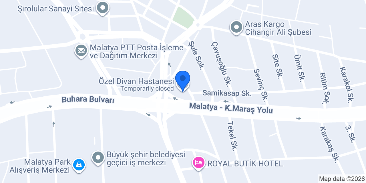 Özel Divan Hastanesi konumu