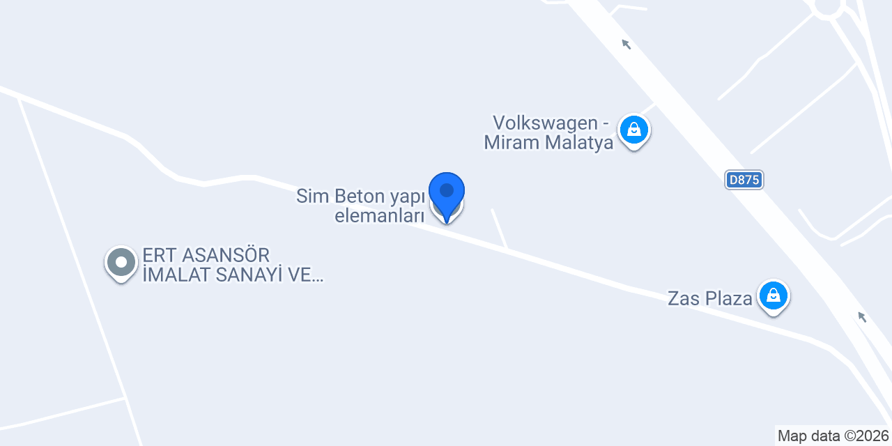 Sim Beton yapı elemanları konumu