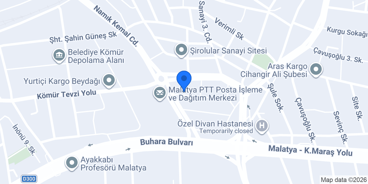 Malatya Endüstriyel Mutfak konumu