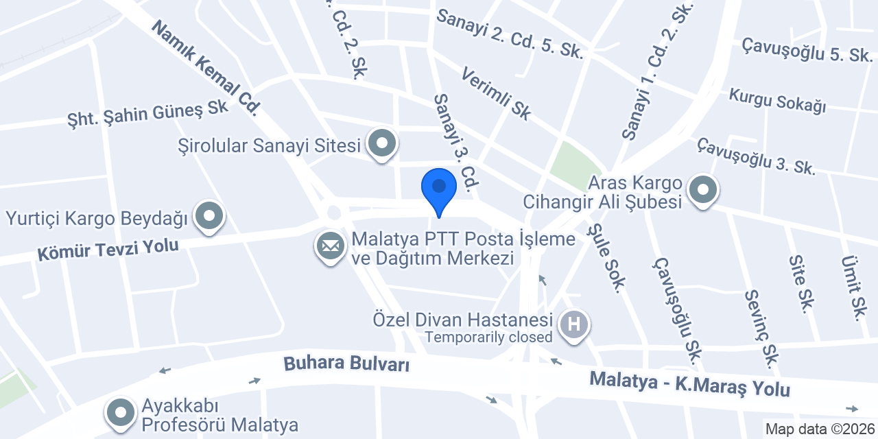 Yapı Kredi - Malatya Sanayi Şubesi konumu
