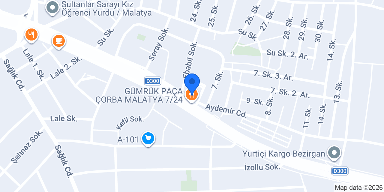 GÜMRÜK PAÇA ÇORBA MALATYA 7/24 konumu