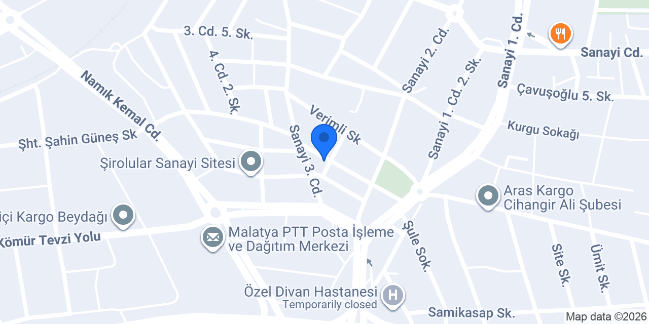 Malatya Cup karton bardak imalatı konumu
