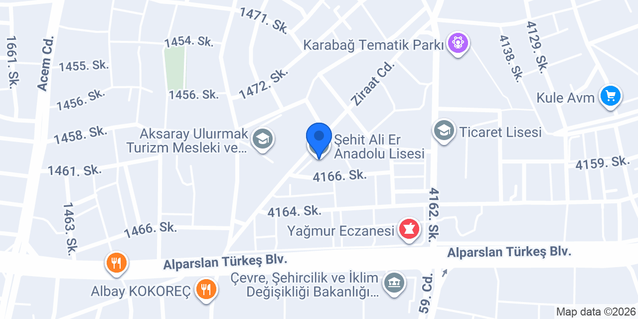 Şehit Ali Er Anadolu Lisesi konumu