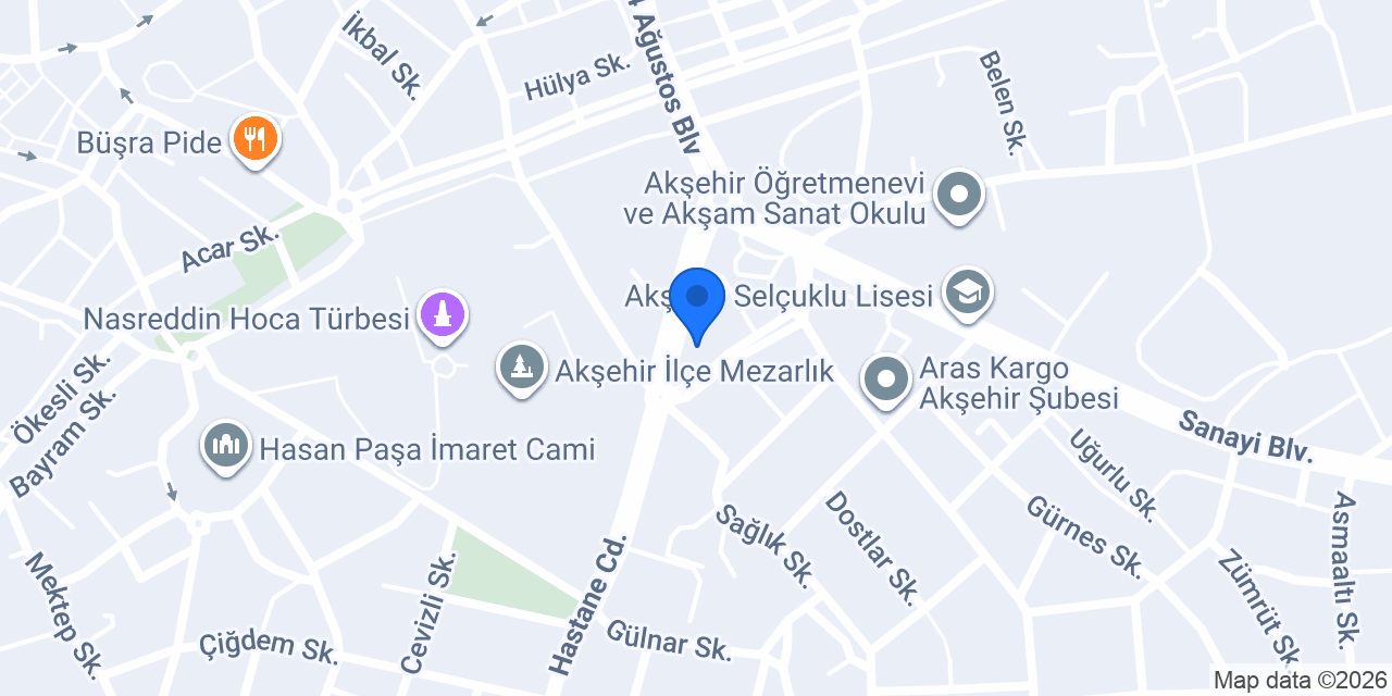 Akşehir İlçe Nüfus Müdürlüğü konumu