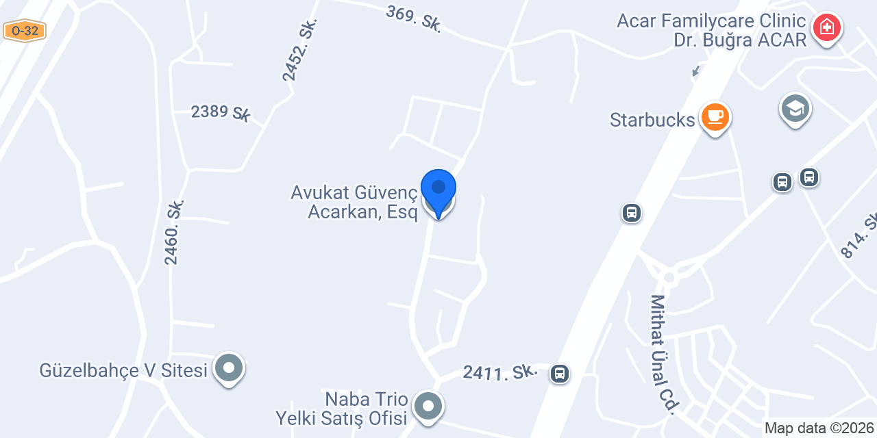Avukat Güvenç Acarkan, Esq. konumu