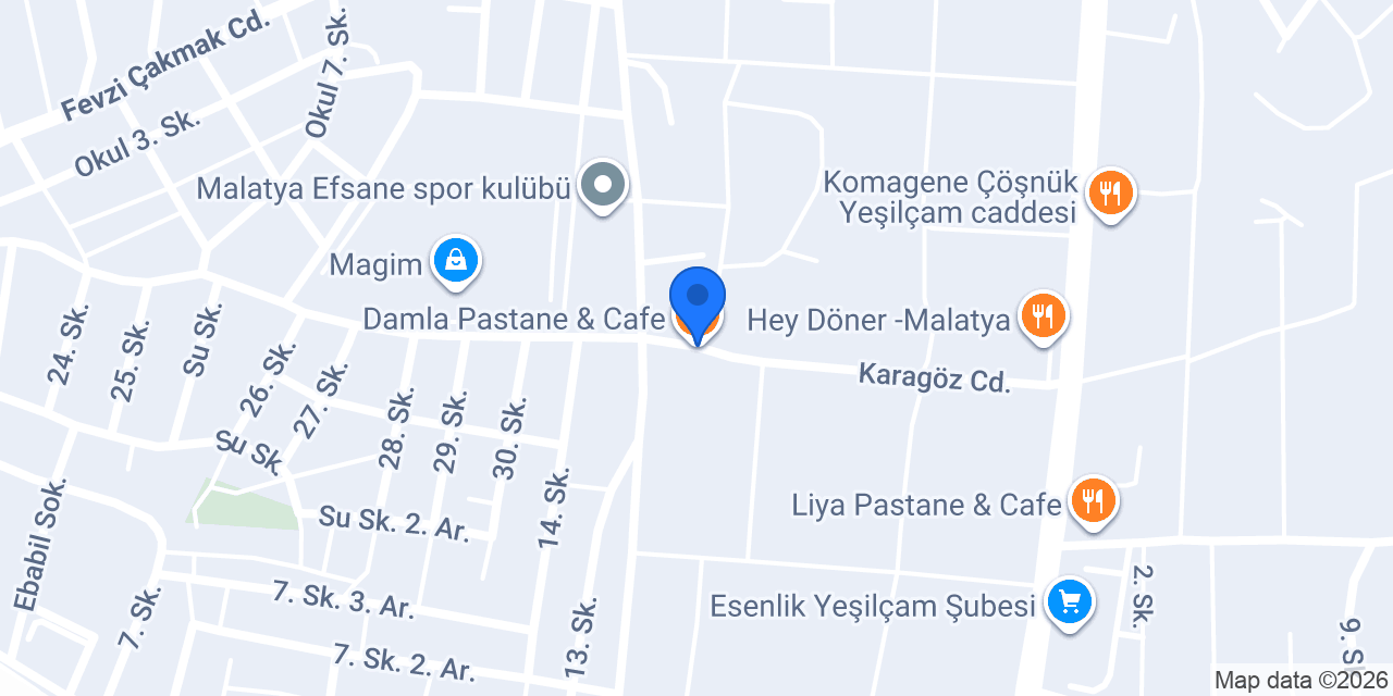 Damla Pastane & Cafe konumu