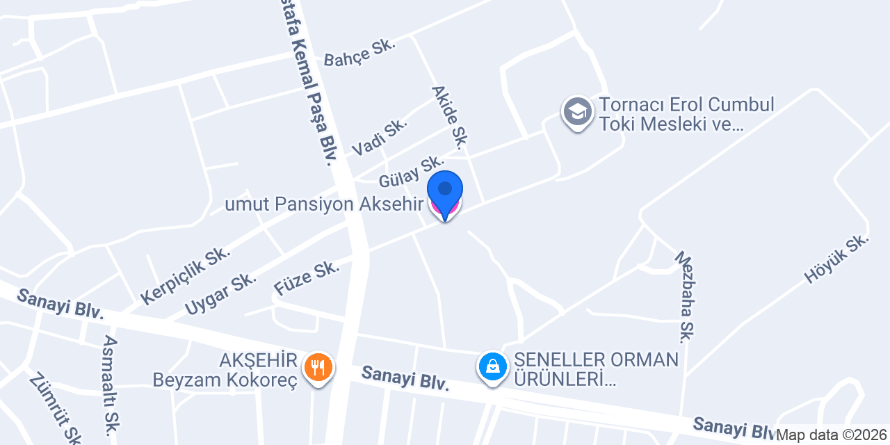 umut Pansiyon Aksehir konumu