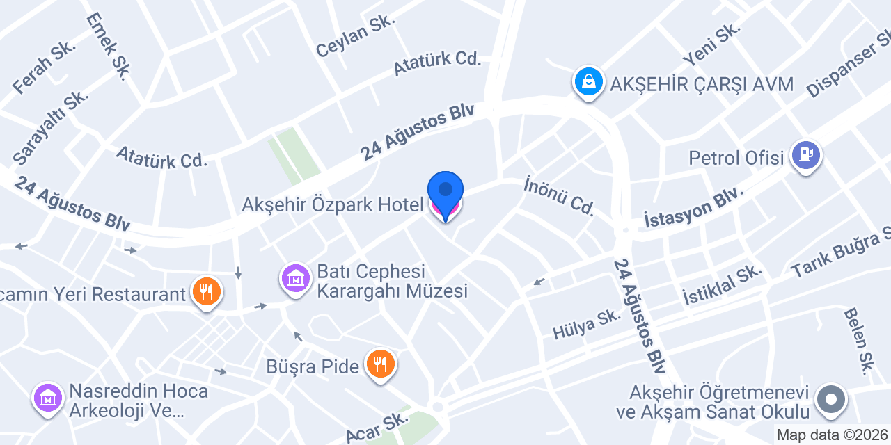 Akşehir Özpark Hotel konumu
