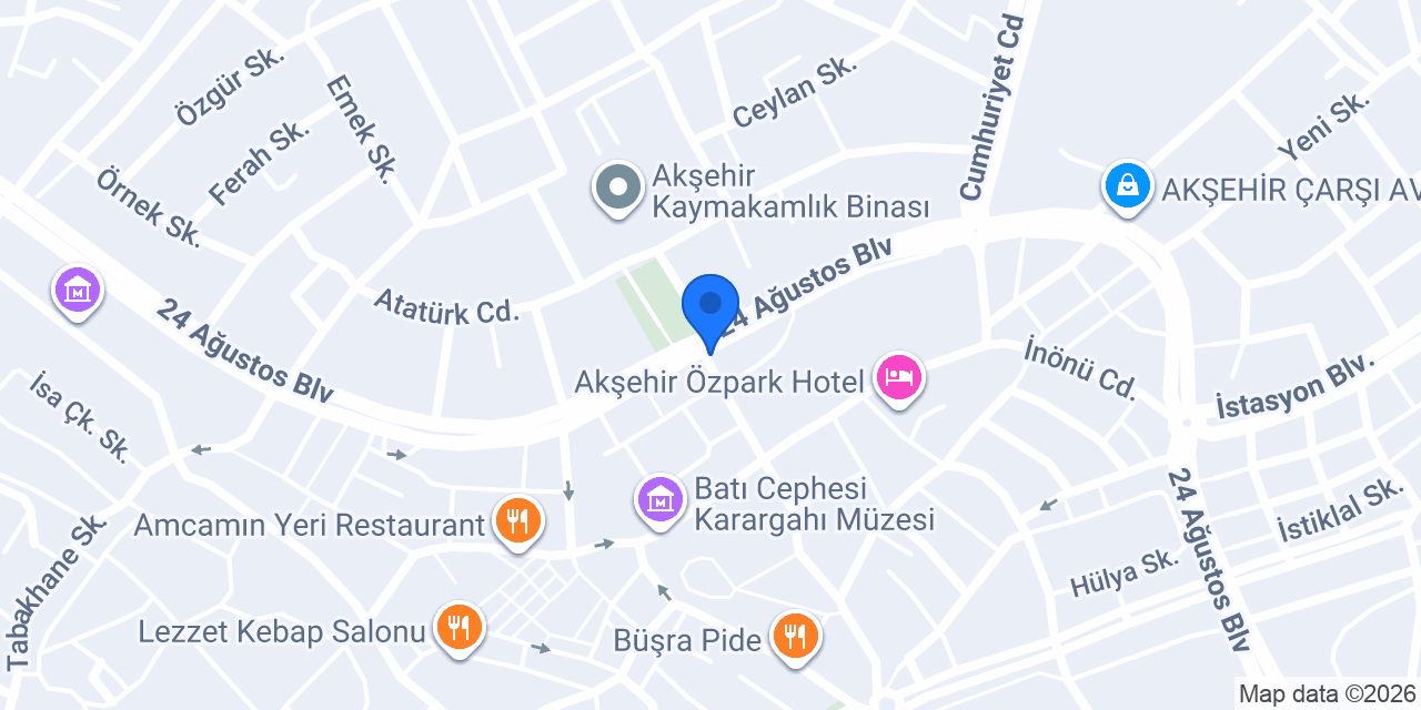 AKŞEHİR Yeminli Tercüme Bürosu konumu
