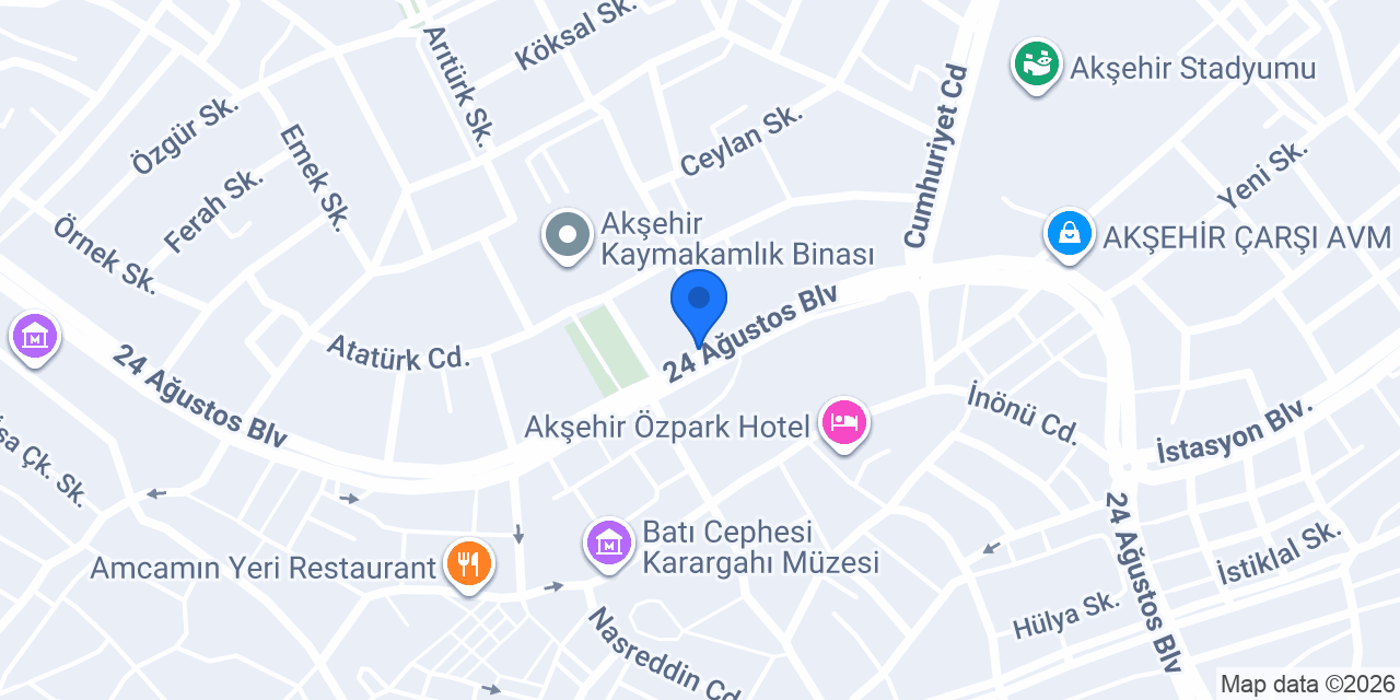 Yapı Kredi Bankası - Akşehir Şubesi konumu