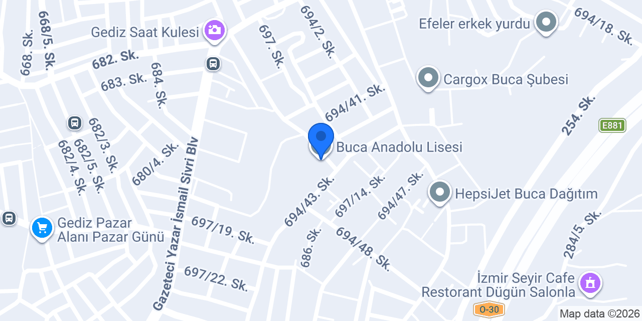 Buca Anadolu Lisesi konumu