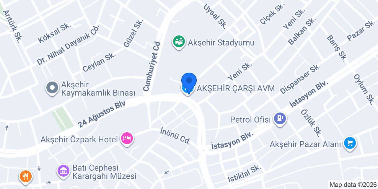 Akşehir yeni Otogar Taksi konumu