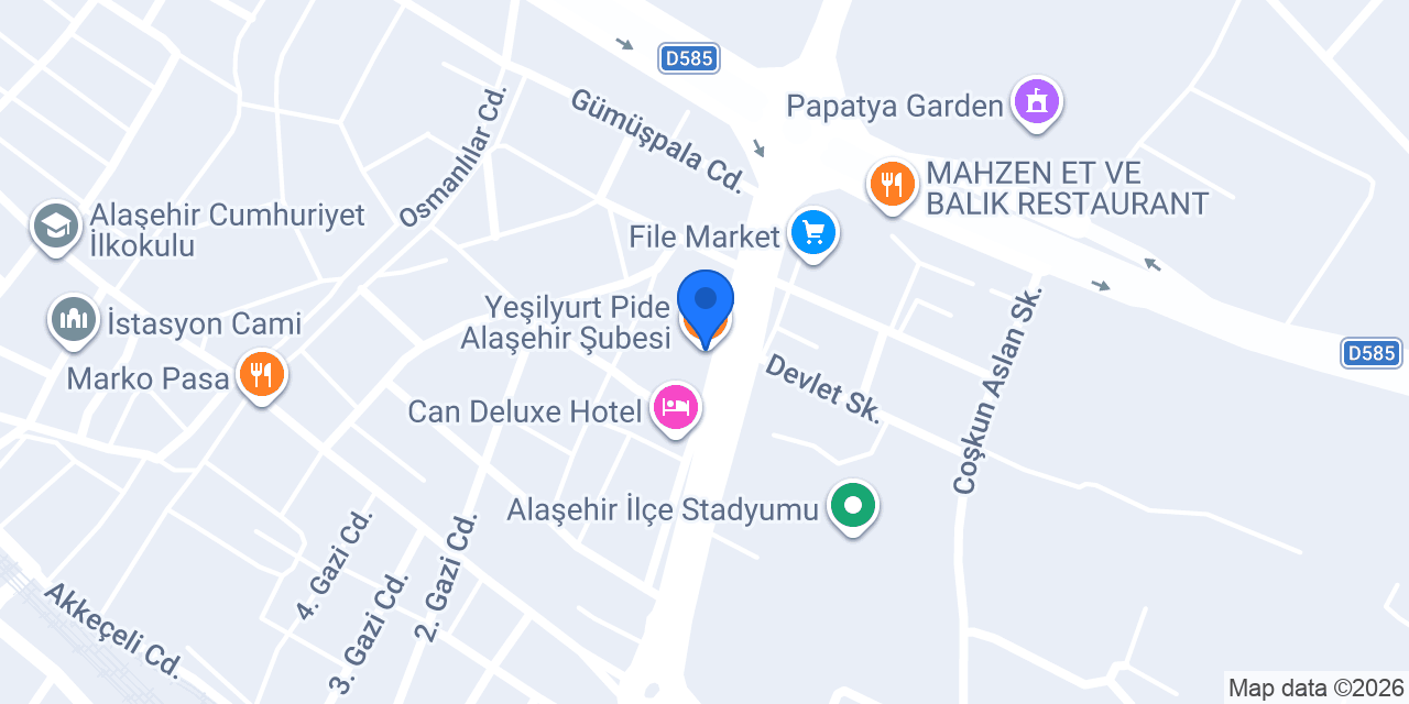 Yeşilyurt Pide Alaşehir Şubesi konumu