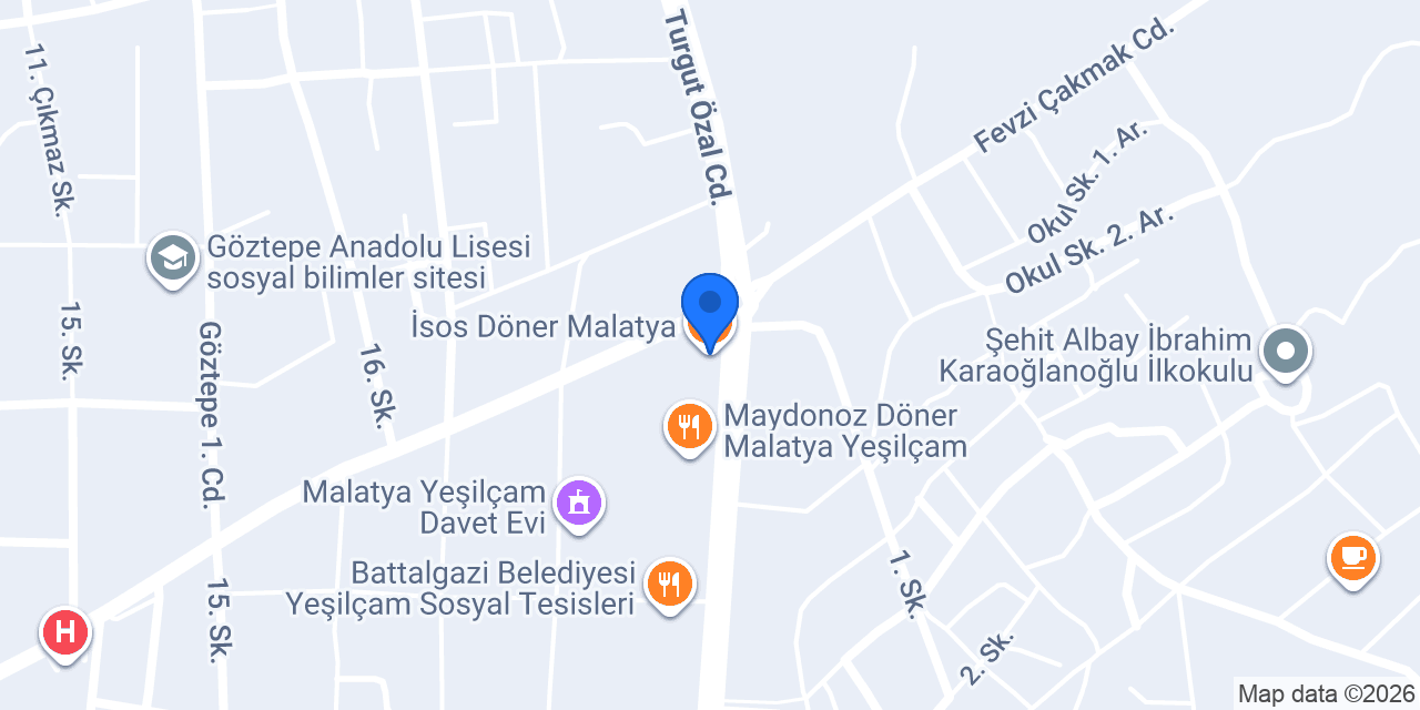 İsos Döner Malatya konumu