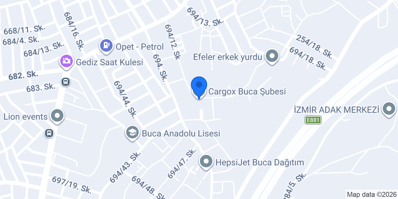 Cargox Buca Şubesi konumu