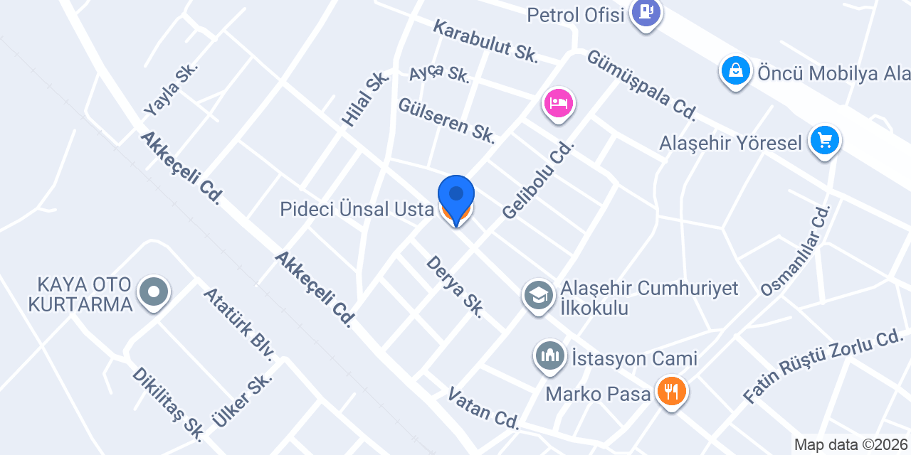Pideci Ünsal Usta konumu