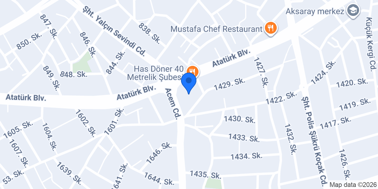 FuzulEv Aksaray Şube konumu