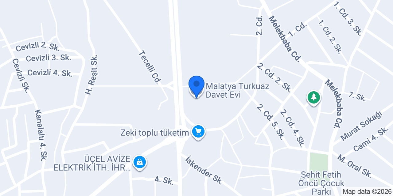 Malatya Turkuaz Davet Evi konumu