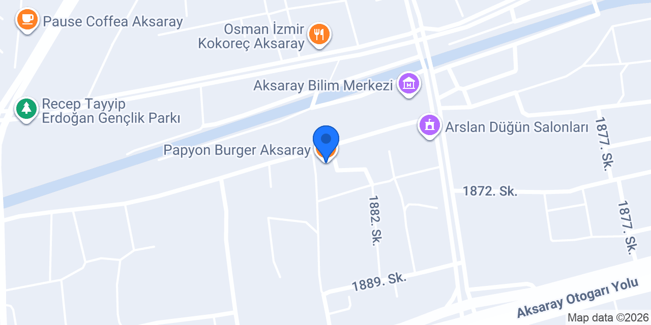 Papyon Burger Aksaray konumu