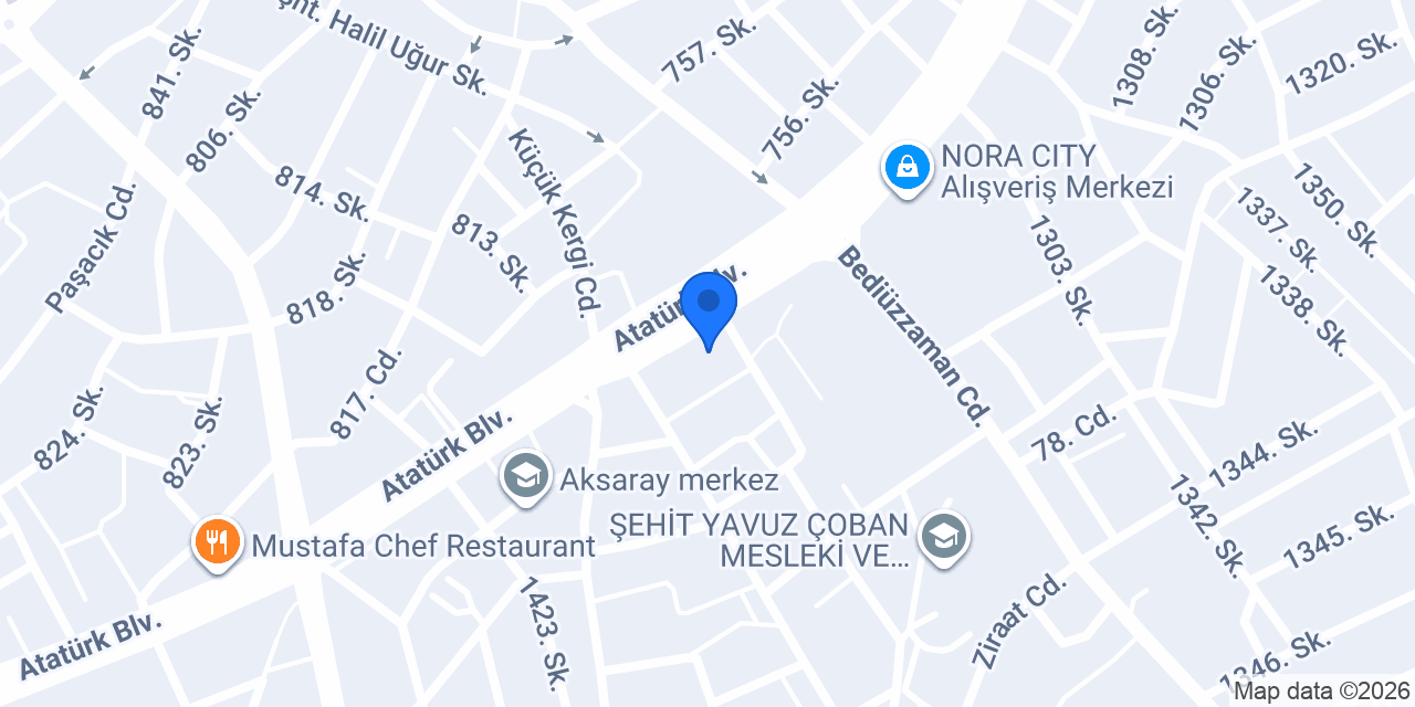 Türkiye İş Bankası Aksaray Şubesi konumu