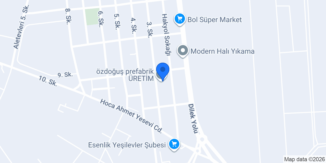 özdoğuş prefabrik ÜRETİM konumu