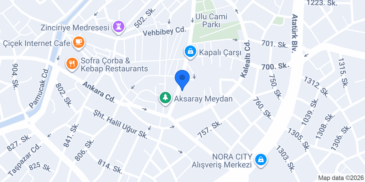 Vakıf Katılım Aksaray Şubesi konumu