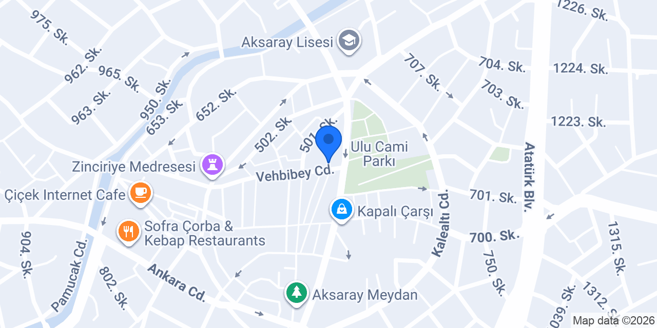 Hilal Mağazaları Aksaray Merkez Şubesi konumu
