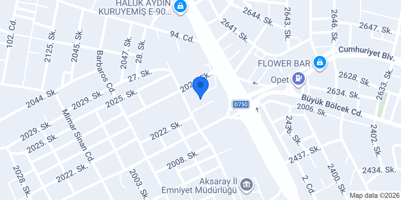 Aksaray Özyön Vinç konumu