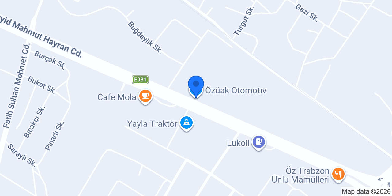 Özüak Otomotıv konumu