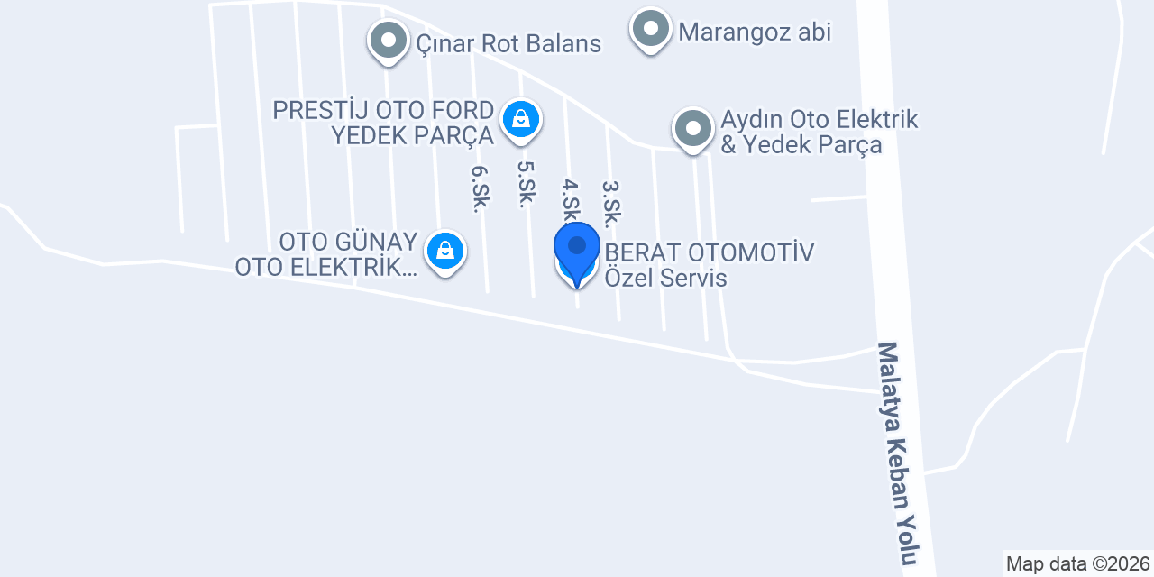 BERAT OTOMOTİV Özel Servis konumu