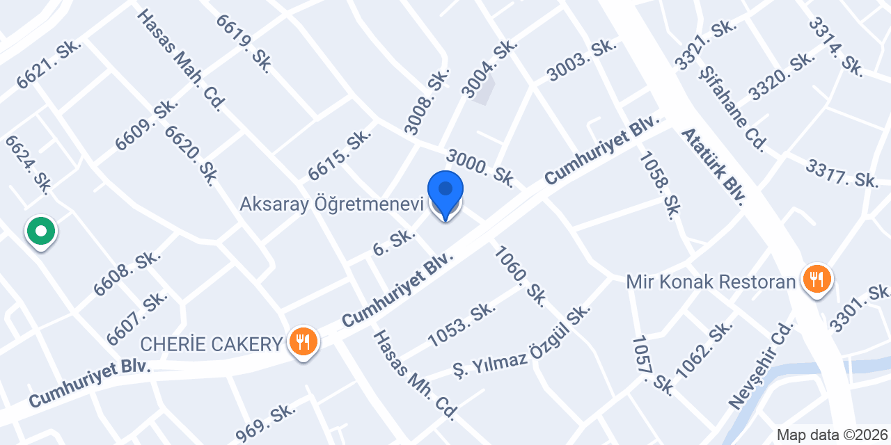 Aksaray Öğretmenevi konumu