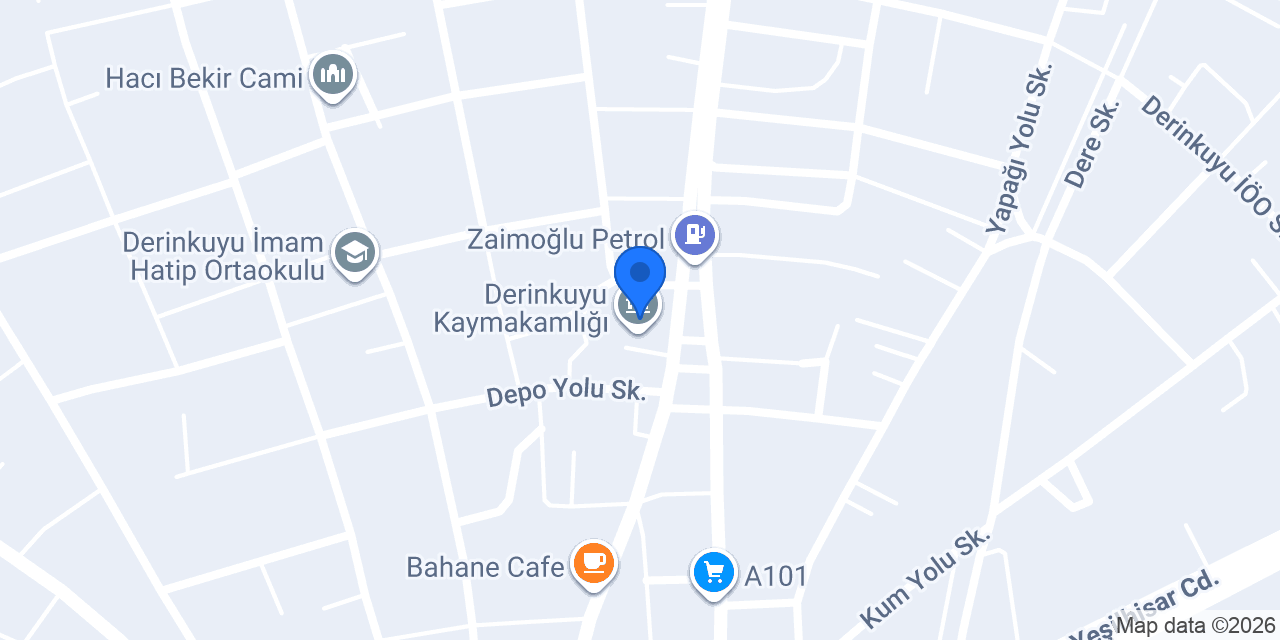 Derinkuyu Kaymakamlığı konumu