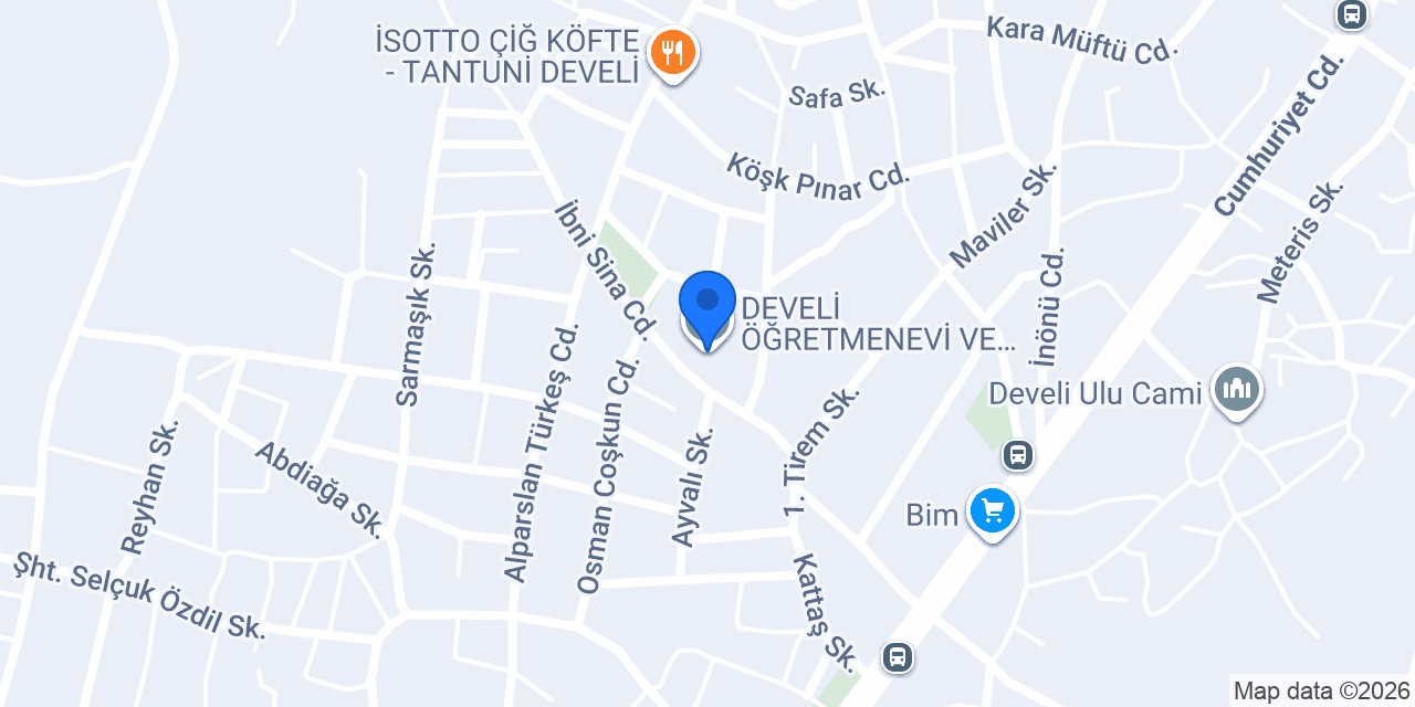 DEVELİ ÖĞRETMENEVİ VE ASO konumu
