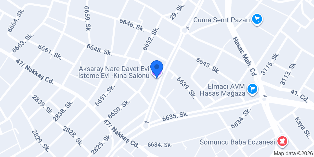 Aksaray Nare Davet Evi -İsteme Evi -Kına Salonu konumu