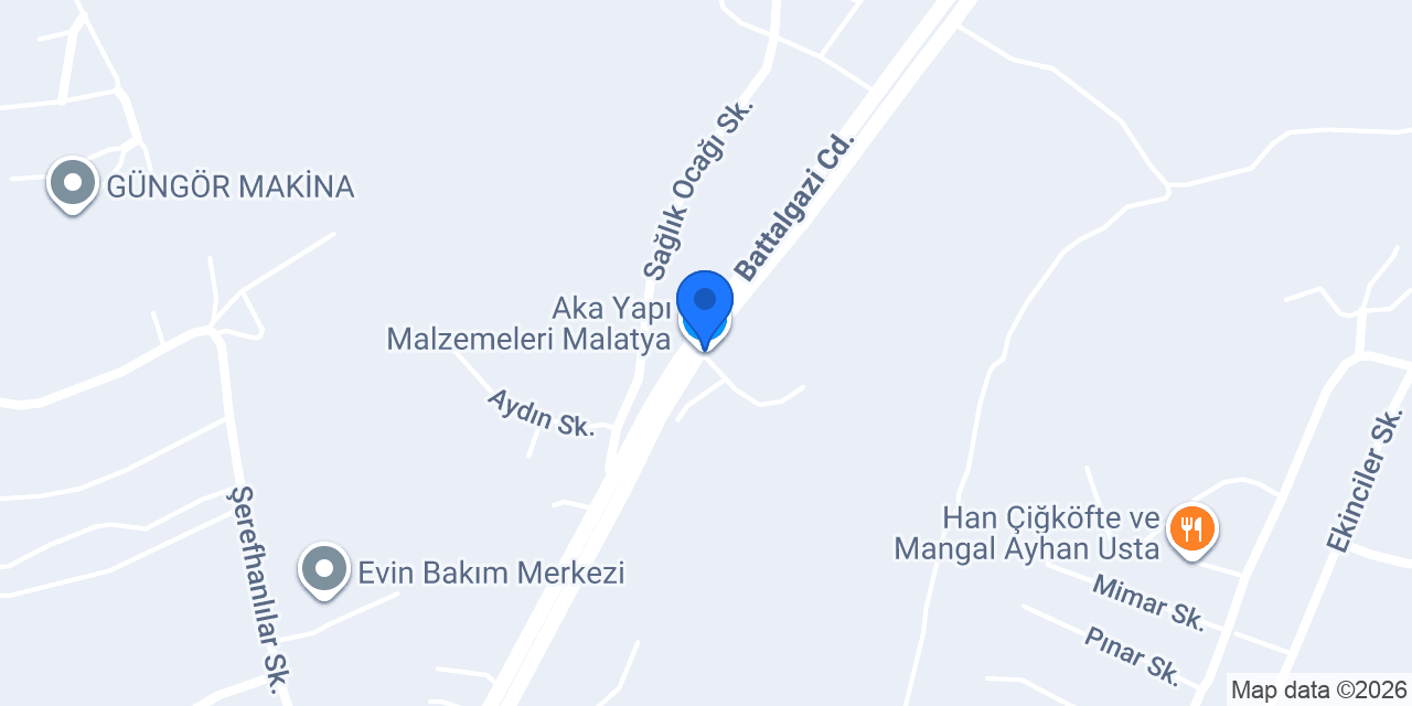 Aka Yapı Malzemeleri Malatya konumu