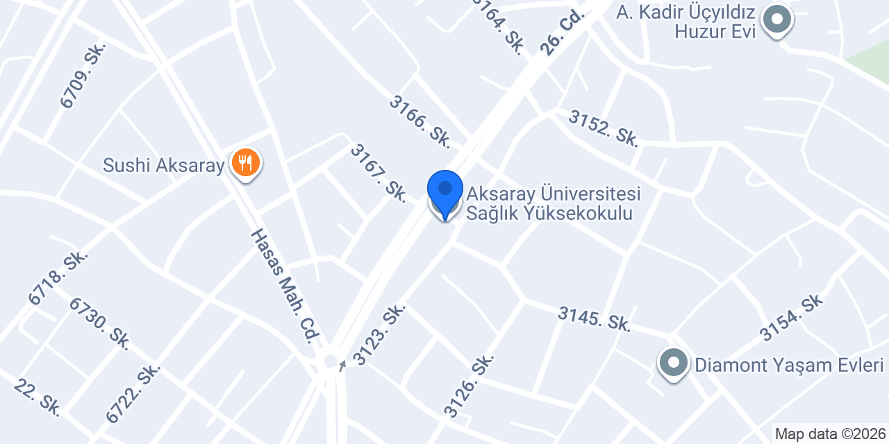 Aksaray Üniversitesi Sağlık Yüksekokulu konumu