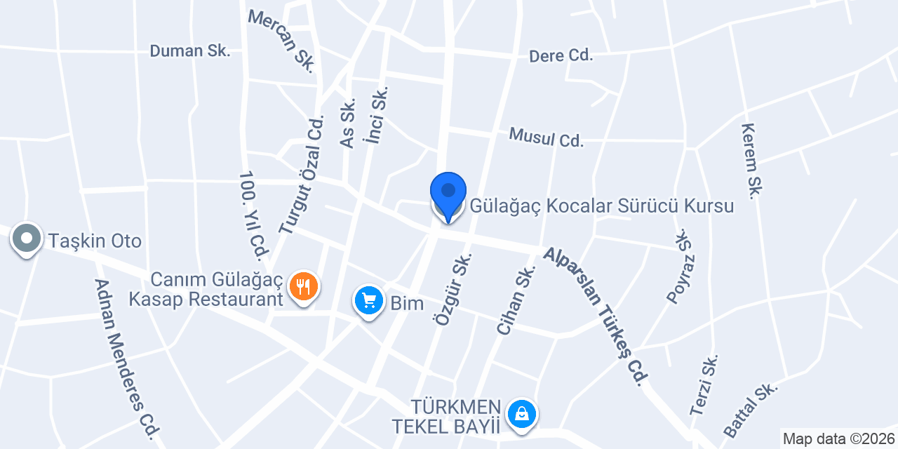 Gülağaç Kocalar Sürücü Kursu konumu