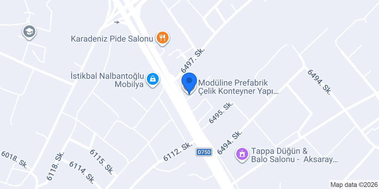 Modüline Prefabrik Çelik Konteyner Yapı Aksaray Showroom konumu