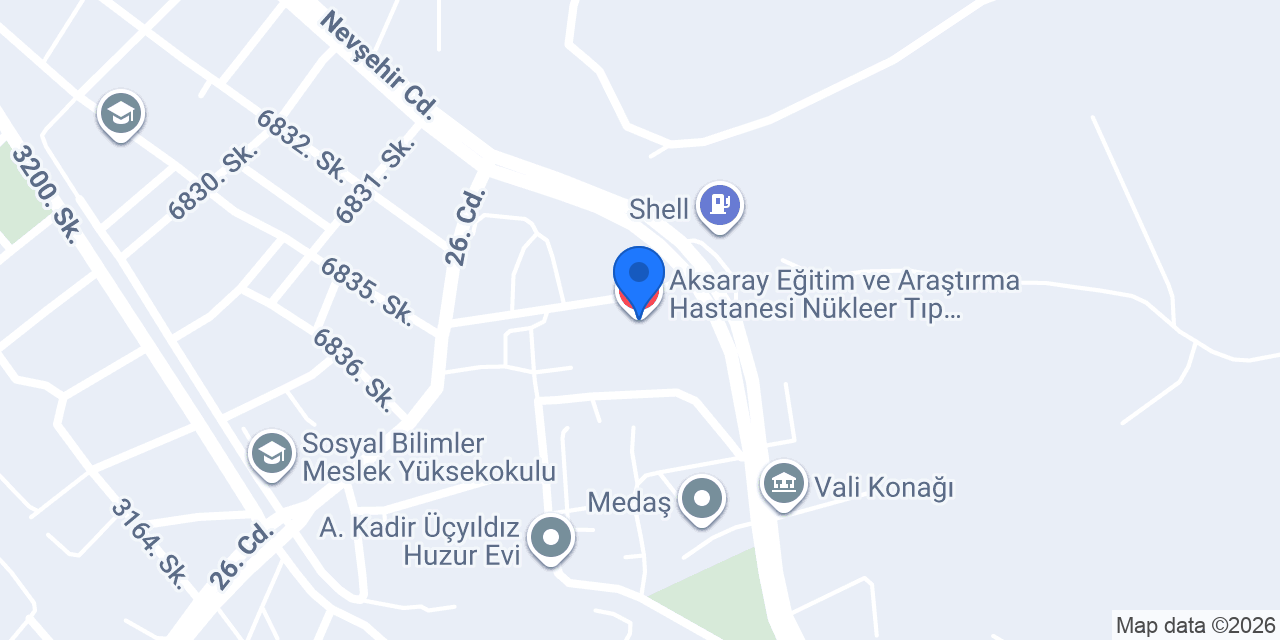 Aksaray Eğitim ve Araştırma Hastanesi Nükleer Tıp-Fizik Tedavi-Diyaliz-Psikiyatri Ek bina konumu