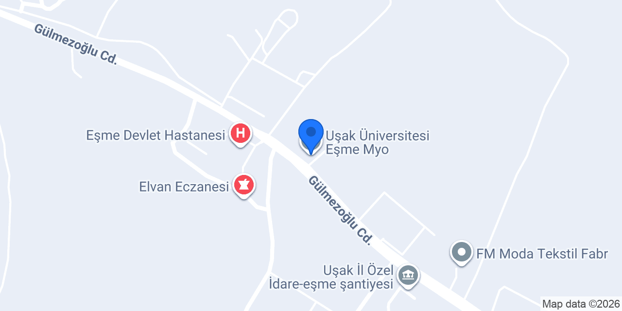 Uşak Üniversitesi Eşme Myo konumu