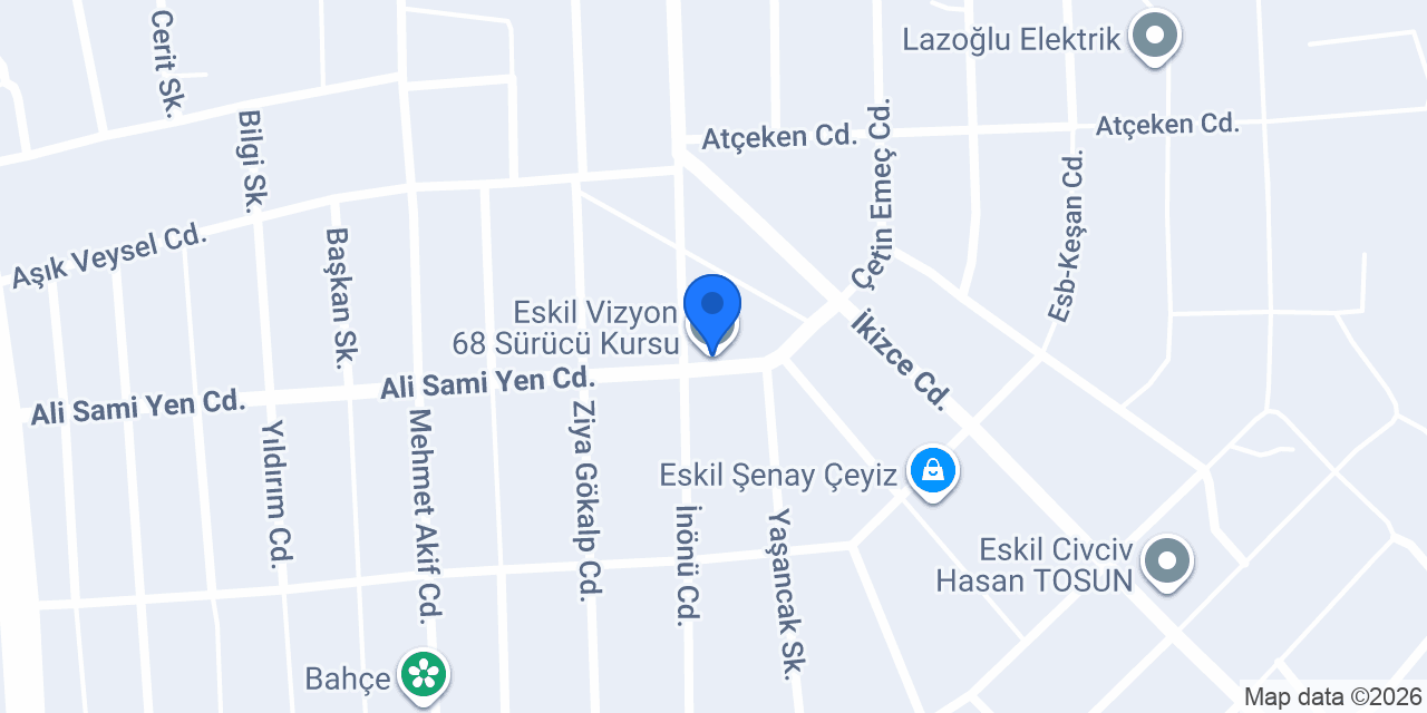 Eskil Vizyon 68 Sürücü Kursu konumu