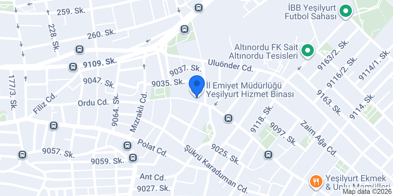 İl Emiyet Müdürlüğü Yeşilyurt Hizmet Binası konumu