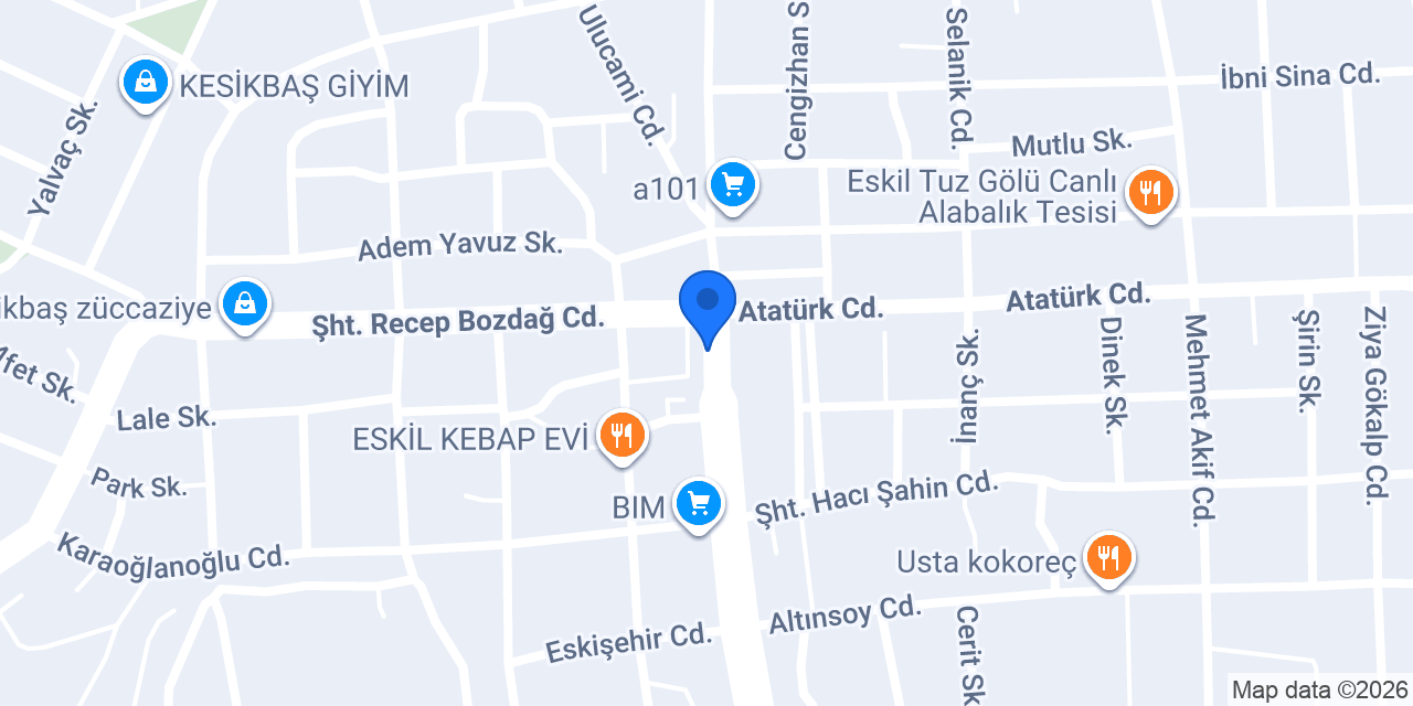 Aksaray Üniversitesi Eskil MYO konumu