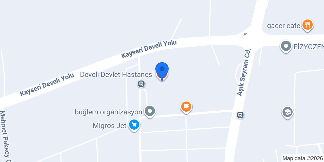 Develi Devlet Hastanesi konumu