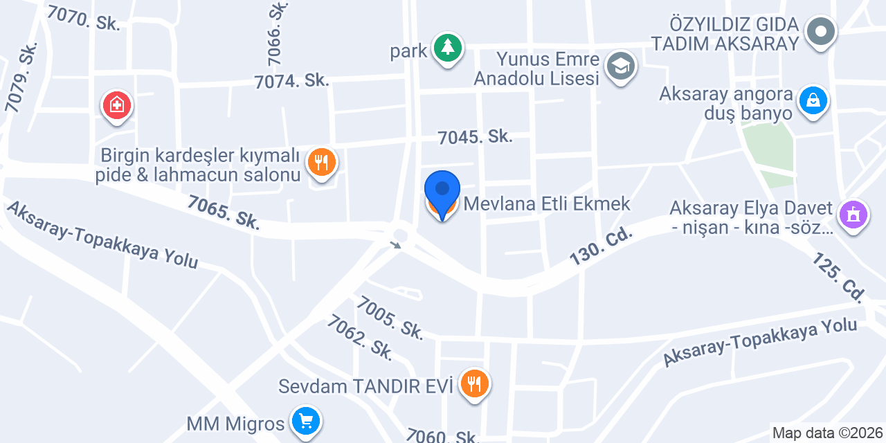 Mevlana Etli Ekmek konumu