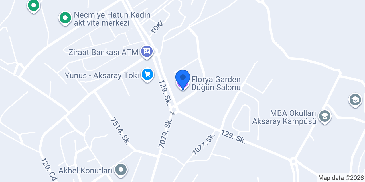Florya Garden Düğün Salonu konumu