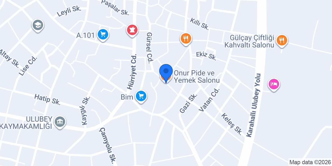 Onur Pide ve Yemek Salonu konumu